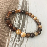 8mm Coffee Stripe A-gate Stone Beadwork Bracelet for Men