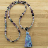 8mm Fluorite 108 Beads Tassel Necklace DIY Healing Wristband