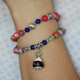 Colorful Turkey Turquoises Stone Bracelet with Cat Pendant