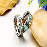 8mm Tungsten Carbide Ring with Abalone Inlay Men's Wedding Band