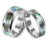 8mm Tungsten Carbide Ring with Abalone Inlay Men's Wedding Band