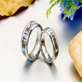 8mm Tungsten Carbide Ring with Abalone Inlay Men's Wedding Band