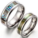 8mm Tungsten Carbide Ring with Abalone Inlay Men's Wedding Band