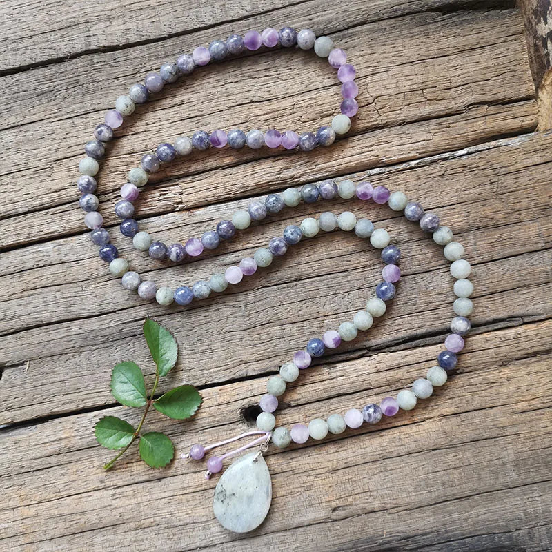 8mm Cordierite Amethyst Stone Beads,Labradorite Pendant,Prayer Bracelet