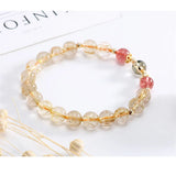 8mm Citrine Strawberry Quartz Bracelet Natural Stone Beads Charm Jewelry