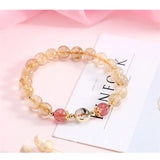 8mm Citrine Strawberry Quartz Bracelet Natural Stone Beads Charm Jewelry