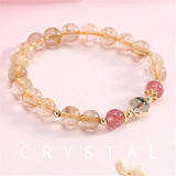 8mm Citrine Strawberry Quartz Bracelet Natural Stone Beads Charm Jewelry
