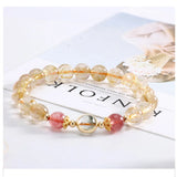 8mm Citrine Strawberry Quartz Bracelet Natural Stone Beads Charm Jewelry