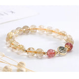 8mm Citrine Strawberry Quartz Bracelet Natural Stone Beads Charm Jewelry