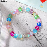 8mm Crystal Moonstone Beaded Bracelet Chakra Yoga Charm Wristband Jewelry