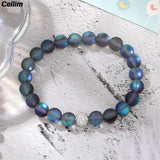 8mm Crystal Moonstone Beaded Bracelet Chakra Yoga Charm Wristband Jewelry