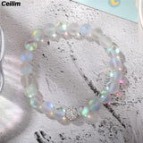 8mm Crystal Moonstone Beaded Bracelet Chakra Yoga Charm Wristband Jewelry
