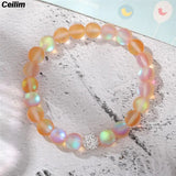 8mm Crystal Moonstone Beaded Bracelet Chakra Yoga Charm Wristband Jewelry