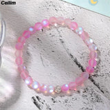 8mm Crystal Moonstone Beaded Bracelet Chakra Yoga Charm Wristband Jewelry