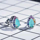 Crystal Paraiba Tourmaline Stone Earrings Water Drop Stud Earring