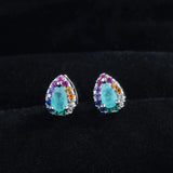 Crystal Paraiba Tourmaline Stone Earrings Water Drop Stud Earring