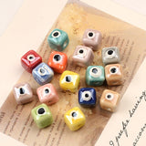 8mm Cube Ceramic Beads Evil Eye Jewelry Making Charms