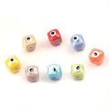 8mm Cube Ceramic Beads Evil Eye Jewelry Making Charms