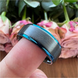 8mm Two Tone Tungsten Carbide Wedding Band