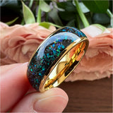 8mm Opal Inlay Tungsten Wedding Band Ring