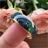 8mm Opal Inlay Tungsten Wedding Band Ring