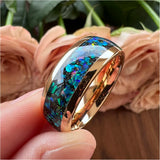 8mm Opal Inlay Tungsten Wedding Band Ring