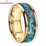 8mm Opal Inlay Tungsten Wedding Band Ring