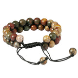 Double Layer Beaded Bracelet Natural Crystal Stone Adjustable Jewelry