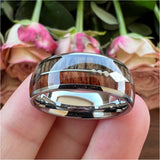 8mm Wood Arrow Inlay Tungsten Wedding Band Comfort Fit