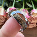 8mm Wood Arrow Inlay Tungsten Wedding Band Comfort Fit
