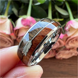 8mm Wood Arrow Inlay Tungsten Wedding Band Comfort Fit