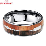 8mm Wood Arrow Inlay Tungsten Wedding Band Comfort Fit