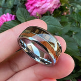8mm Wood Arrow Inlay Tungsten Wedding Band Comfort Fit