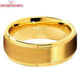 8mm Tungsten Carbide Ring Wedding Band Stepped Edges Brushed Finish