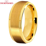 8mm Tungsten Carbide Ring Wedding Band Stepped Edges Brushed Finish