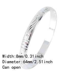 8mm Ethiopian Silver Bangles Africa Dubai Wedding Jewelry Gift