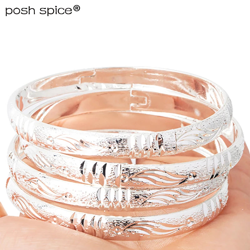 8mm Ethiopian Silver Bangles Africa Dubai Wedding Jewelry Gift