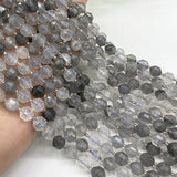 8mm Faceted Cloud Crystal Stone Beads DIY Loose Grey Devil Barrel Bead