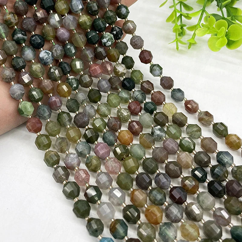 8mm Faceted Natural Agate Beads Barrel Shape DIY Bracelet Making