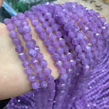 8mm Faceted Cutting Purple Jade Stone Beads Round Loose Amethyst Beads 15''