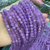 8mm Faceted Cutting Purple Jade Stone Beads Round Loose Amethyst Beads 15''