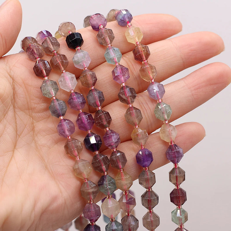 8mm Faceted Fluorite Gemstone Beads for DIY Jewelry Making