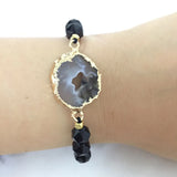 8mm Faceted Stone Beads Bracelet - Healing Crystal with D