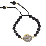 8mm Faceted Stone Beads Bracelet - Healing Crystal with D