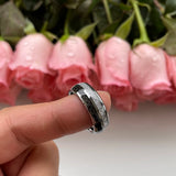 8mm Tungsten Carbide Ring Meteorite Carbon Fiber Inlay Wedding Band