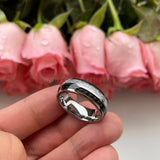 8mm Tungsten Carbide Ring Meteorite Carbon Fiber Inlay Wedding Band