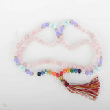 8mm Pink Quartz Aquamarine Purple Bead Chakra Bracelet