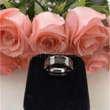 8mm Tungsten Carbide Rings for Men Carbon Fiber Inlay Beveled Edges
