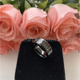 8mm Tungsten Carbide Rings for Men Carbon Fiber Inlay Beveled Edges