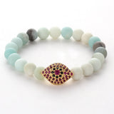 8mm Amazonite Beads Bracelet with Zircon Inset